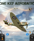 Brushless 4 Channel Spitfire Fighter RC Plane 500mm performing aerobatics in sky with 6 Axis Gyro XPilot Stabilizer, 2.4G RTF Remote