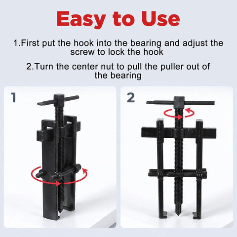 Heavy Duty Bearing Puller Tool Kit 2 Jaw Adjustable Gear Remover For Auto Motorcycle Chrome Vanadium Steel Ensures Durability On Flywheels And Engines, black steel bearing puller tool in use