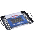 Nonstick Grill Topper Pan With Handles, Heavy Duty Carbon Steel BBQ Grilling Tray, in packaging on white background