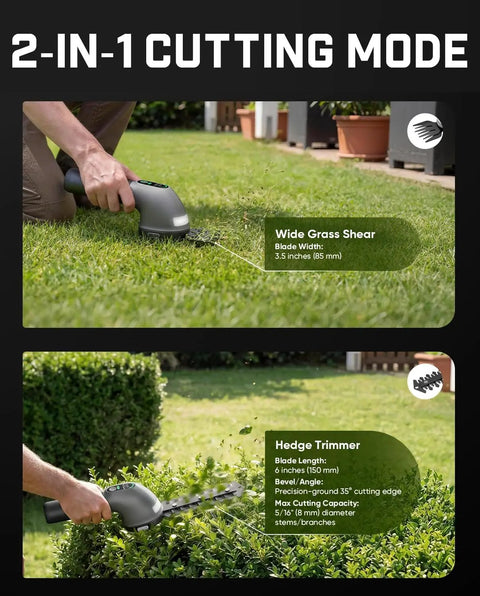 Z10 Pro Cordless Hedge Trimmer With 6 Inch Shrubbery Trimmer And 3.5 Inch Grass Shear Quick Swap Dual Mode Battery Display
