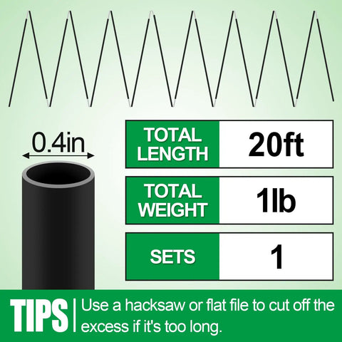 Heavy Duty Tent Pole Replacement Kit For 3-4 Person Tents, 20ft Pre-Assembled 16-Section Poles specifications diagram