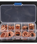 Pro Flat Copper Washers 120 Solid Seals M6 M20 Heat Proof Set Fits All Car Boat Sump Plugs Anti Leak Hardware Fixes Rides And Homes Stops All Leaks Daily Projects Like A Boss With Strong Quality Built Tough For Your Ride. Copper washer set in clear plastic case, assorted M6-M20 sizes