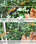 Top Rated Copper And Brass Dowsing Rods With Free Gliding Handles demonstrating inward and outward movement responses.
