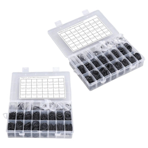 1200 Piece Nitrile Rubber O Ring Sealing Gasket Kit With 24 Common Sizes Black O Rings In A Handy Storage Box