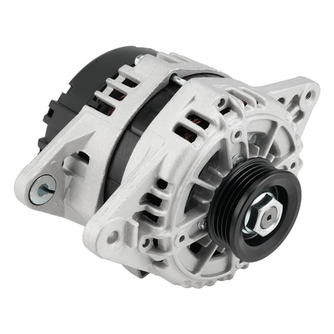 Front view of 90 Amp Alternator For Hyundai Accent 2006 Through 2009 GLS, Rio, Rio5, Tucson 2.0L, Sportage 2.0L with 4-Groove Pulley