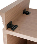 10 Pack Push In Panel Connectors For Furniture Quick Fit Bracket Clips installed on wooden cabinet corner