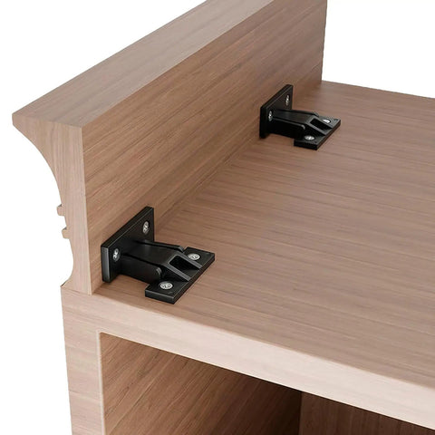 10 Pack Push In Panel Connectors For Furniture Quick Fit Bracket Clips installed on wooden cabinet corner