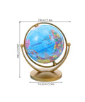 Rotating Desktop Globe With Stand 14.2cm Blue Frame Educational World Sphere for office home classroom decor visible size