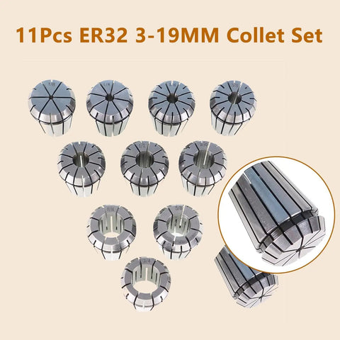 ER32 Collet Chuck Holder Set With 11 Collets 1/8 To 3/4 Inch And Wrench, Pro Grade CNC Engraving And Milling Lathe Tool Kit