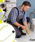 Flexible Drain Snake For Kitchen Sink And Bath Plumbing Portable Bendable Pipe Cleaner Spiral Design in use by a man unclogging a drain.