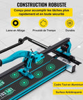 Tile cutter, 48-inch blue aluminum frame with single rail and double brackets, manual