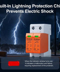 Two Pole 275V AC Surge Protector With 40kA Surge Capacity For Home And Office Single Phase DIN Rail SPD Heavy Duty Easy Install And Reliable Power Protection For Continuous Use, orange DIN rail SPD