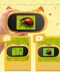 2 In 1 Pocket Microscope And Binoculars For Kids 1000X Digital Microscope With 2 Inch IPS Screen USB Rechargeable STEM Toy That Makes Science Fun Educational Gift For Boys And Girls Ages 4 To 12, handheld, yellow, photo and video screen