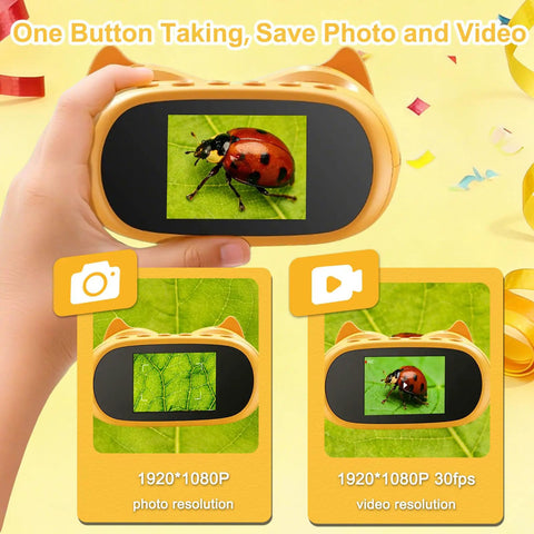 2 In 1 Pocket Microscope And Binoculars For Kids 1000X Digital Microscope With 2 Inch IPS Screen USB Rechargeable STEM Toy That Makes Science Fun Educational Gift For Boys And Girls Ages 4 To 12, handheld, yellow, photo and video screen