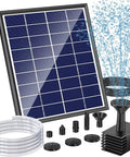 6W Outdoor Solar Bird Bath Fountain Pump With 4Ft Tubing And 5 Nozzles, DIY Solar Water Pump With Easy Setup For Garden Ponds Pool And Fish Tank, Glass Panel Upgrade For Stronger Sun Power And More Stable Spray
