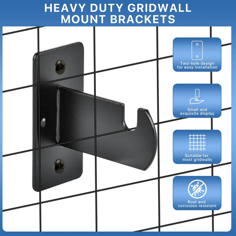 24 Piece Black Metal Gridwall Mount Brackets With Screws for Display Gridwall Hooks in shop and garage setups