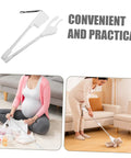 Long Reach Grabber Tool For Seniors 28 Inch Portable Reacher With Non Slip Grip And Stainless Steel Claw Ideal For Kitchen Balcony Home Care Travel The Ultimate Helper For Everyday Tasks At Home And On The Go. White reacher tool with stainless steel claw, used to pick up items at home.