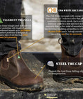 Go-To Women's Steel Toe Work Boots With Puncture Resistance And Electric Shock Protection All Day Comfort Lightweight Brown X Wide ASTM F2413-11 I/75 C/75 And CSA Approved Steel Toe Cap, showing CSA labels and sole details in use.