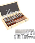 22-Piece Keyway Broach Set In Fitted Box Pro Grade Heavy Duty Metric Size Broaching Cutter Kit displayed in a wooden box