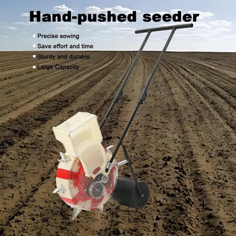 Manual Hand Push Seed Seeder With 7 Nozzles Adjustable Depth And Spacing Precision Planter For Corn Soybean Cotton