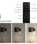 Cordless Battery Wall Sconces Set Of Two With Remote Control Black Usb C Rechargeable Indoor Lighting No Drilling Required Completely Wire Free Renter Friendly Setup Bringing Major Vibes To Your Space with remote control functions displayed.
