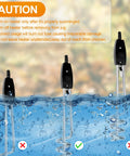 Portable Immersion Water Heater 1000W 110V Submersible Heating Coil For Heating Water In Jugs Buckets And Flasks On The Go Safe Easy To Use For Home Kitchen Camping And Office, showing proper immersion and caution instructions.