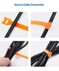 100 Pack 8 Inch Hook And Loop Reusable Cable Ties With 42 Lb Tensile Strength Multi Color Black Blue And Orange for cable management