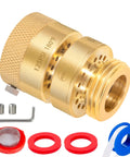 Replacement Self-Draining Vacuum Breaker for Hose Bib Backflow Prevention, 1-1/16 Inch Female to 3/4 Inch GHT Male, Lead-Free Brass shown