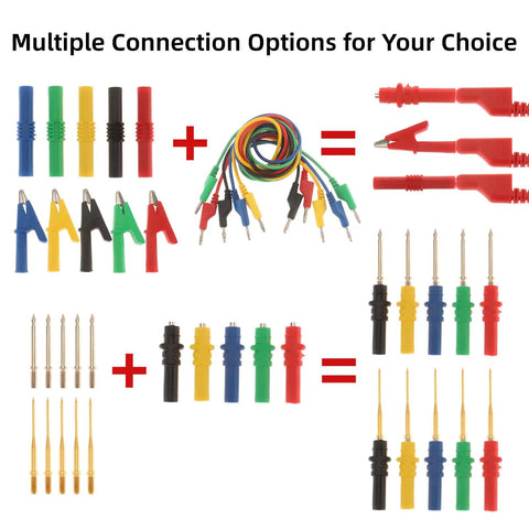 30Pcs Silicone Banana Plug Test Leads Kit With Stackable 4mm Plugs Threaded Probes Alligator Clips for Multimeter Use