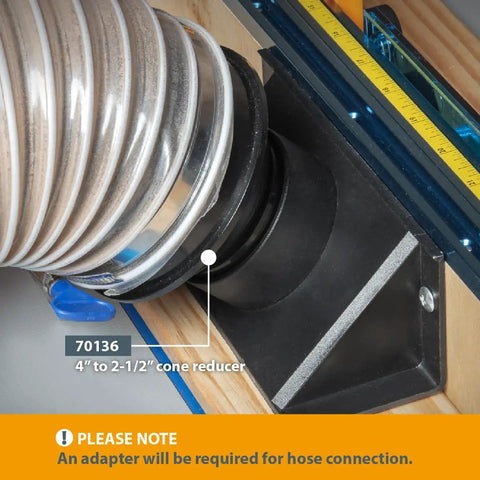 Router Table Dust Port 2.5 Inch ID And 6.5 Inch Dust Collection Adapter For Router Table Fence Connects To 2.5 Inch Dust Hose in use