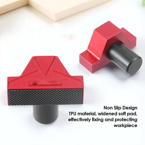 Bench Dog Clamp Set With Quick Lock Gear For Easy Clamping, showing non-slip design and protective rubber pad.