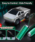 All Terrain 1/24 Scale Remote Control Pickup RC Truck With 2.4GHz Radio 2WD Off Road Beast Toy, dual batteries shown