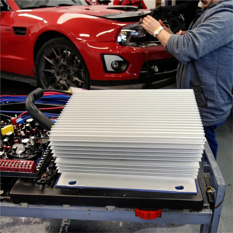 Isolated DC-DC converter on a workstation with wires, compatible with electric cars; Keep Your Rig Powered Up With This Badass 300 Watt 72 Volt To 12 Volt 25 Amp Isolated Dc Dc Converter Heavy Duty Auto Supply Smooth Ride For Electric Cars And Trucks No Sweat Upgrade Today.