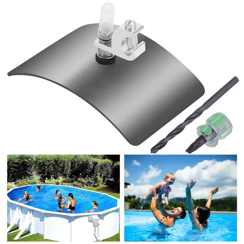 Must Have Above Ground Pool Water Bonding Kit With Skimmer Bonding Plate, copper wire connection, family enjoying pool