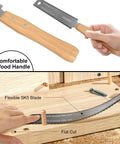 6 Inch Pull Saw For Woodworking With Double Edge Blade 17 11 TPI, Japanese Flush Cut, showing wood handle and flexible blade.
