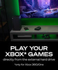 Game Drive For Xbox For Gamers 5TB External Hard Drive USB 3.2 Gen 1 Portable HDD Black With Built In Green LED Bar on console