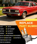 Drop In M6737 Mechanical Fuel Pump Replacement For Jeep And AMC Classics, part numbers listed, alongside classic red car