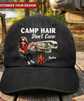 Custom Camping Baseball Cap With Personalized Name Camp Hair Dont Care Design RV Camper Gift For Women And Men Outdoor Lovers