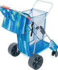 Wonder Wheeler Deluxe All Terrain Utility Cart For Lawn And Beach Folding Tote With 10 Inch Wheels Handles 48 Quart Cooler And Four Beach Chairs