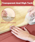 Applying Clear Edge Protectors For Baby Proofing, 9.84ft Soft Corner Guards For Tables And Furniture on wooden tabletop