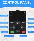 Control panel for Three Kilowatt VFD Variable Frequency Drive Inverter Controller For Pumps And Motors Be A Workhorse With 0-400 Hz Output At 220V AC, 13A, 1 Phase In 3 Phase Out, Compact 8.5x3.98x5.94 Inches With Extension