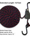 Heavy Duty Kayak And Canoe Tie Down Straps With Ratchet Pulley Rope Hanger, 12 Feet, 2 Pack, Black Sleeve Elite, braided rope with hooks