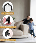 Solid T Shaped Corner Guards, 12 Pack Soft PVC Furniture Bumpers For Kids Safety, Anti Collision Table Edge Protectors close up of PVC material and flexible design.