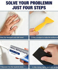 Efficient Drywall Repair Kit For Quick Fixes, DIY Ready Fast-Drying Spackle Paste With Scraper, Sponge, and Sandpaper in use