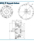 Technical drawing of Top Shelf Harmonic Drive Reducer showcasing dimensions and design for CNC rotary tables.
