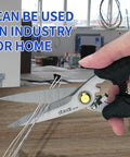 Multipurpose Heavy Duty Scissors With Extended Ultra Sharp Blades And Finely Serrated Edges High Carbon Stainless Steel Shears in use