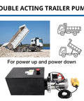 12V DC Single Acting Hydraulic Pump With 15 Quart Reservoir For Dump Trailers And Car Lifting In Metal Housing 3200 PSI A Port 1500 PSI B Port