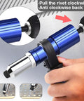 Rivet Adapter Drill Kit For Quick Auto Body Repairs in use with metal head and riveting system detail.