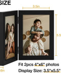 Double 4x6 Picture Frame Vertical From Engineered Wood With Plexiglass Bifold Photo Frame For Tabletop Display Holds Two 4x6 Photos In A Dope Black Finish That Fits Any Desk Or Shelf.
