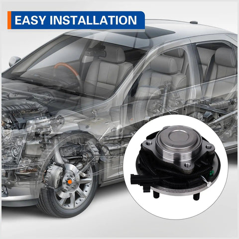 Rear Wheel Hub And Bearing Assembly Direct Fit For 2008 2012 Dodge Grand Caravan, 2008 2012 Chrysler Town And Country, And 2009 2012 VW Routan With ABS 5 Lug Easy Install Replacement Part shown with installation diagram